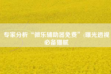 专家分析“微乐辅助器免费	”(曝光透视必备猫腻