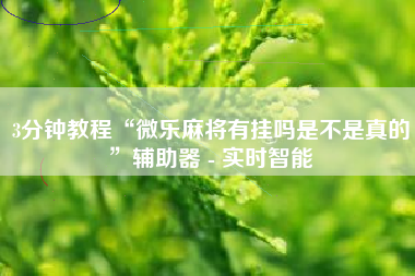 3分钟教程“微乐麻将有挂吗是不是真的”辅助器 - 实时智能