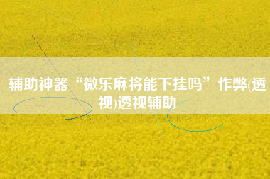 辅助神器“微乐麻将能下挂吗”作弊(透视)透视辅助