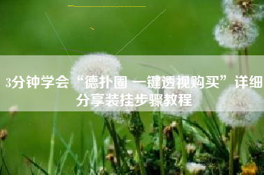 3分钟学会“德扑圈 一键透视购买	”详细分享装挂步骤教程