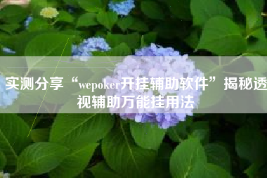 实测分享“wepoker开挂辅助软件	”揭秘透视辅助万能挂用法