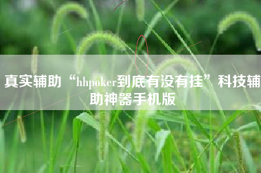 真实辅助“hhpoker到底有没有挂”科技辅助神器手机版