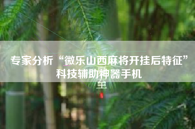 专家分析“微乐山西麻将开挂后特征”科技辅助神器手机