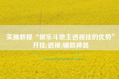 实操教程“微乐斗地主透视挂的优势	”开挂(透视)辅助神器