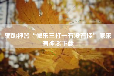 辅助神器“微乐三打一有没有挂	”原来有神器下载