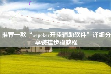 推荐一款“wepoker开挂辅助软件	”详细分享装挂步骤教程