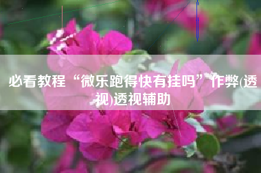 必看教程“微乐跑得快有挂吗”作弊(透视)透视辅助