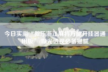 今日实测“微乐浙江麻将万能开挂器通用版	”(曝光透视必备猫腻