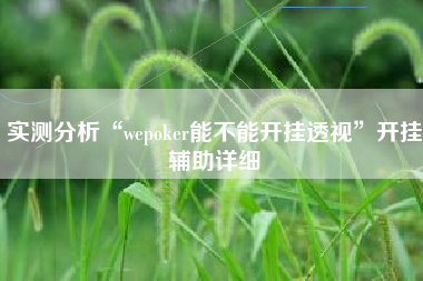 实测分析“wepoker能不能开挂透视	”开挂辅助详细