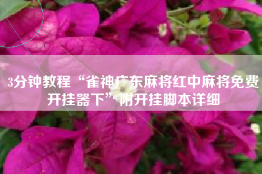 3分钟教程“雀神广东麻将红中麻将免费开挂器下”附开挂脚本详细