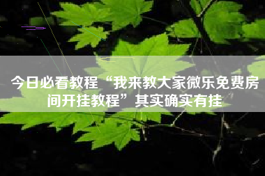 今日必看教程“我来教大家微乐免费房间开挂教程”其实确实有挂