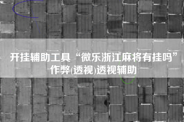 开挂辅助工具“微乐浙江麻将有挂吗	”作弊(透视)透视辅助
