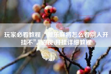 玩家必看教程“微乐麻将怎么看别人开挂不	”(透视)开挂详细教程