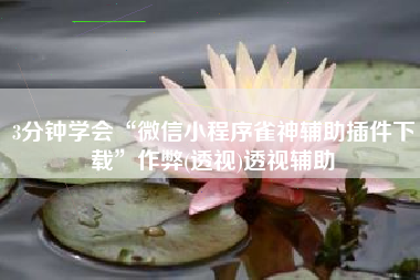 3分钟学会“微信小程序雀神辅助插件下载”作弊(透视)透视辅助