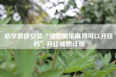 必学教你安装“微信微乐麻将可以开挂吗	”开挂辅助详细