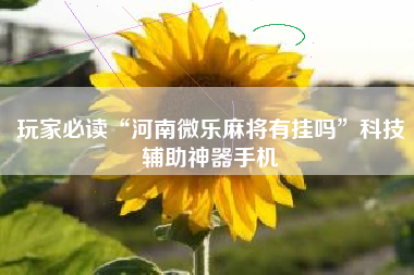 玩家必读“河南微乐麻将有挂吗”科技辅助神器手机