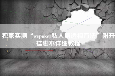 独家实测“wepoker私人局透视方法”附开挂脚本详细教程