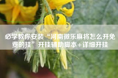 必学教你安装“河南微乐麻将怎么开免费的挂”开挂辅助脚本+详细开挂