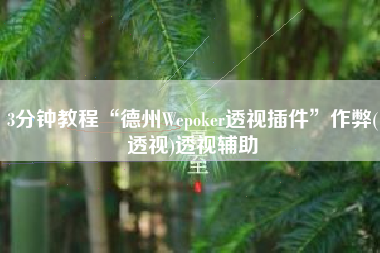 3分钟教程“德州Wepoker透视插件	”作弊(透视)透视辅助