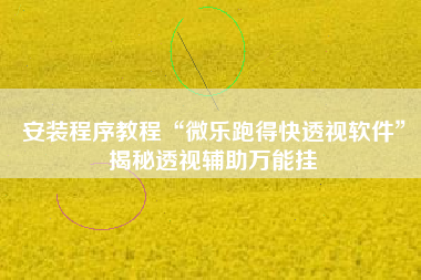 安装程序教程“微乐跑得快透视软件	”揭秘透视辅助万能挂