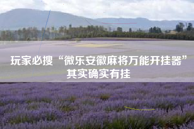 玩家必搜“微乐安徽麻将万能开挂器”其实确实有挂