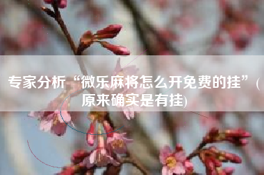 专家分析“微乐麻将怎么开免费的挂	”(原来确实是有挂)