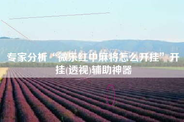 专家分析“微乐红中麻将怎么开挂	”开挂(透视)辅助神器