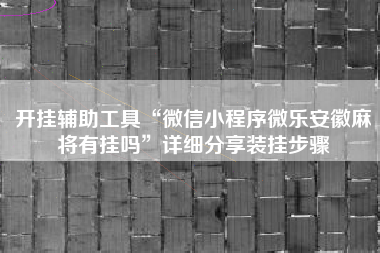 开挂辅助工具“微信小程序微乐安徽麻将有挂吗”详细分享装挂步骤