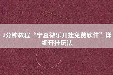 3分钟教程“宁夏微乐开挂免费软件”详细开挂玩法