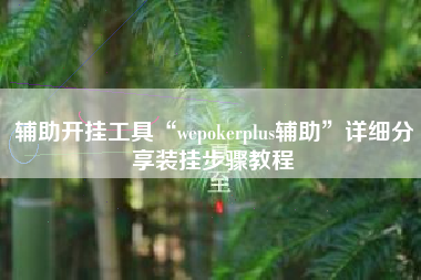 辅助开挂工具“wepokerplus辅助”详细分享装挂步骤教程