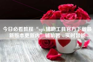 今日必看教程“wpk辅助工具官方下载最新版本更新内”辅助器 - 实时智能