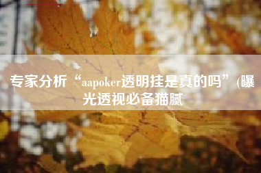 专家分析“aapoker透明挂是真的吗”(曝光透视必备猫腻
