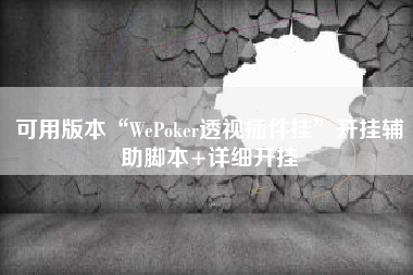 可用版本“WePoker透视插件挂”开挂辅助脚本+详细开挂