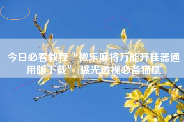 今日必看教程“微乐麻将万能开挂器通用版下载	”(曝光透视必备猫腻