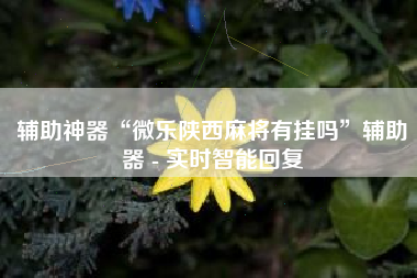 辅助神器“微乐陕西麻将有挂吗”辅助器 - 实时智能回复