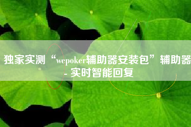 独家实测“wepoker辅助器安装包	”辅助器 - 实时智能回复