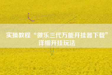 实操教程“微乐三代万能开挂器下载”详细开挂玩法