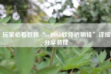 玩家必看教程“wePOke软件透明挂”详细分享装挂