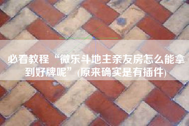 必看教程“微乐斗地主亲友房怎么能拿到好牌呢	”(原来确实是有插件)