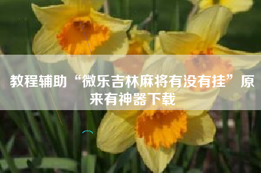 教程辅助“微乐吉林麻将有没有挂”原来有神器下载