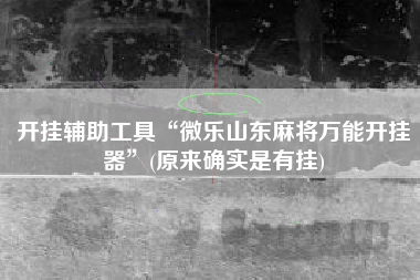 开挂辅助工具“微乐山东麻将万能开挂器”(原来确实是有挂)