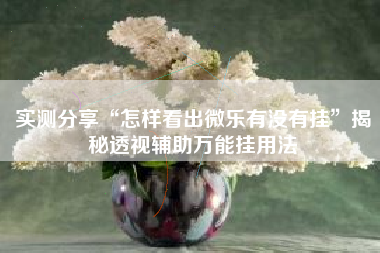 实测分享“怎样看出微乐有没有挂”揭秘透视辅助万能挂用法