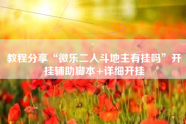 教程分享“微乐二人斗地主有挂吗	”开挂辅助脚本+详细开挂