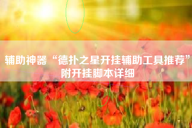 辅助神器“德扑之星开挂辅助工具推荐”附开挂脚本详细