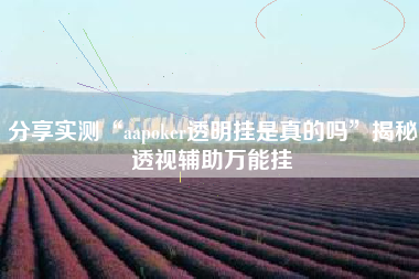 分享实测“aapoker透明挂是真的吗”揭秘透视辅助万能挂