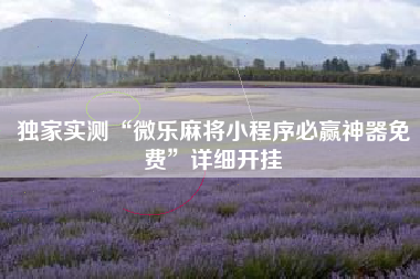 独家实测“微乐麻将小程序必赢神器免费	”详细开挂