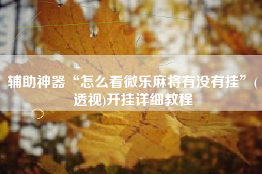 辅助神器“怎么看微乐麻将有没有挂”(透视)开挂详细教程