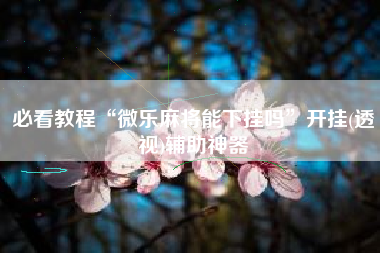 必看教程“微乐麻将能下挂吗”开挂(透视)辅助神器