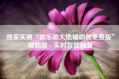 独家实测“微乐锄大地辅助器免费版”辅助器 - 实时智能回复