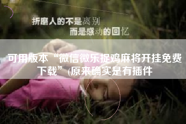 可用版本“微信微乐捉鸡麻将开挂免费下载	”(原来确实是有插件